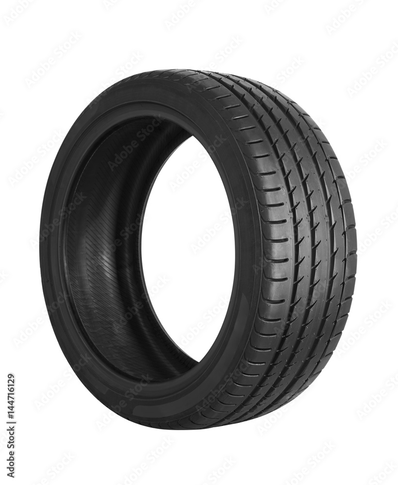 Car tire on white