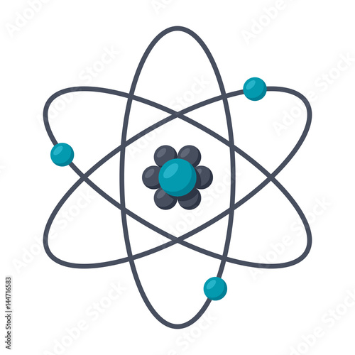 Science concept with atomic model, vector illustration in flat style
