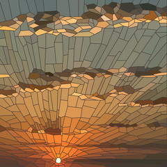 Keuken achterwand Mozaïek Zonsondergang met wolken illustratie  © vertyr