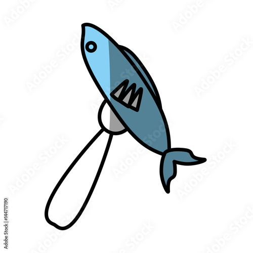 fish with fork picnic shadow vector illustration eps 10