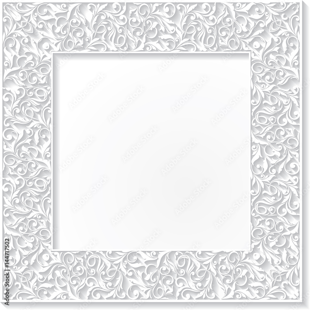 White decorative frame with shadow