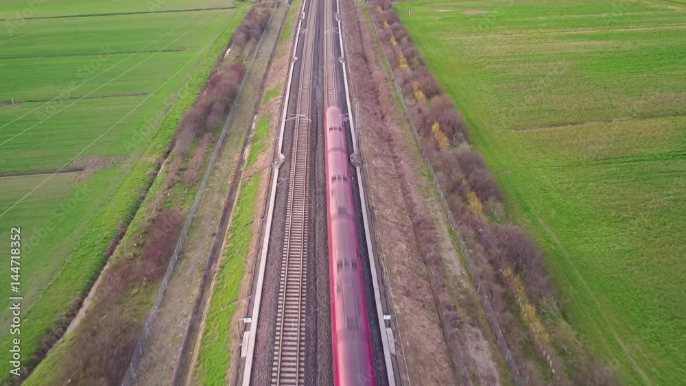 flying forward over highspeed train aerial shot