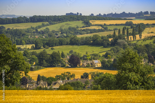 lush green typical generic beautiful english cotswold landscape