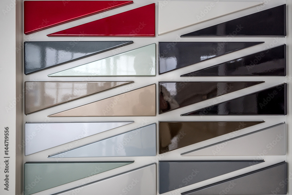Various car metallic paint samples on stand Various car metallic paint samples on stand