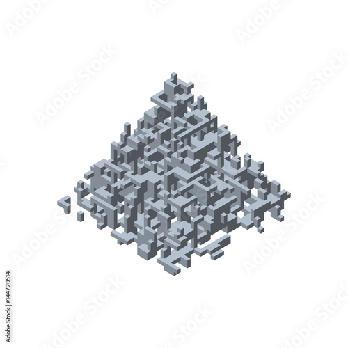 Abstract 3d construction in form of pyramid. Vector illustration.