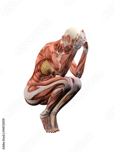 Female muscle anatomy depressed and exhausted 3D Illustration photo