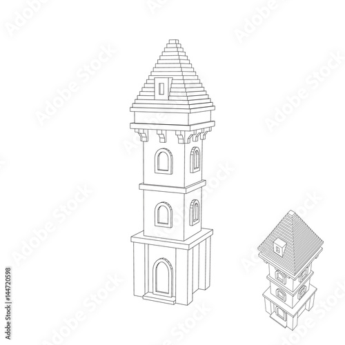 Castle tower. Isolated on w...