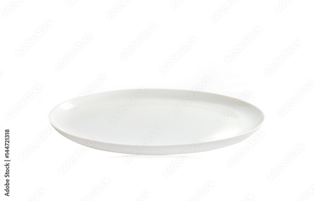 empty white plate on white background empty white plate on white background
