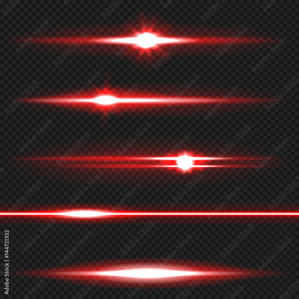 Red laser beams pack - obrazy, fototapety, plakaty 