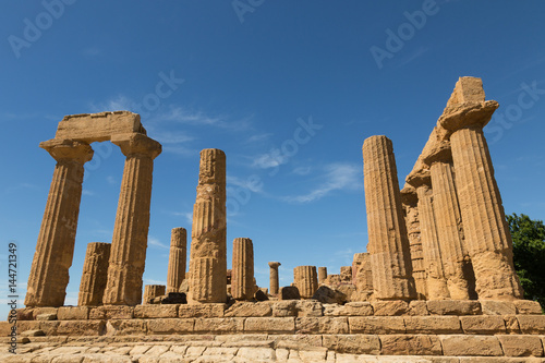 ruins of the Greek temple of Hera in the Valley of the Temples, Agrigento, Sicily