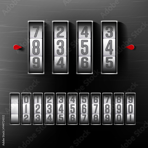 Combination Lock, Realistic Metal Vector Illustration. For Safety Illustration. Security Concept. Metal Steel Lock With Number Code For Safety And Privacy. Protection Concept