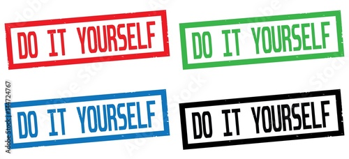 Fotografía DO IT YOURSELF text, on rectangle border stamp sign.