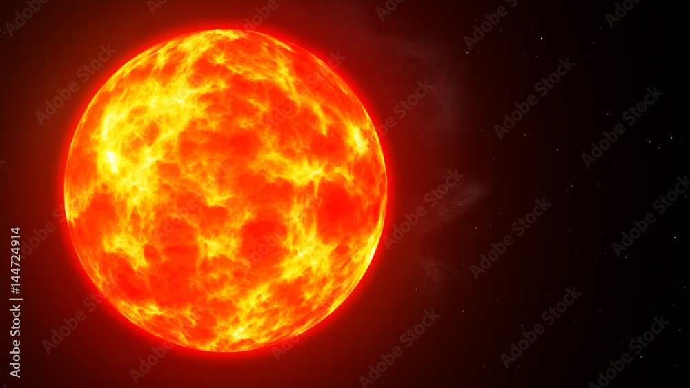 The burning sun in space among the stars copy space The burning sun in space among the stars copy space