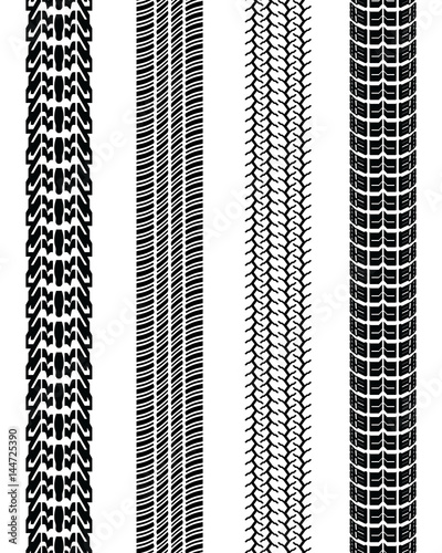 Black prints of tire cars, seamless pattern