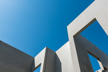 construction site with concret precast wall