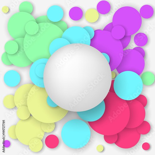 Grey sphere on colored circles