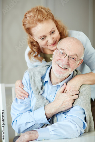 Cheerful seniors enjoying being together