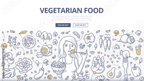 Vegetarian Food Doodle Concept