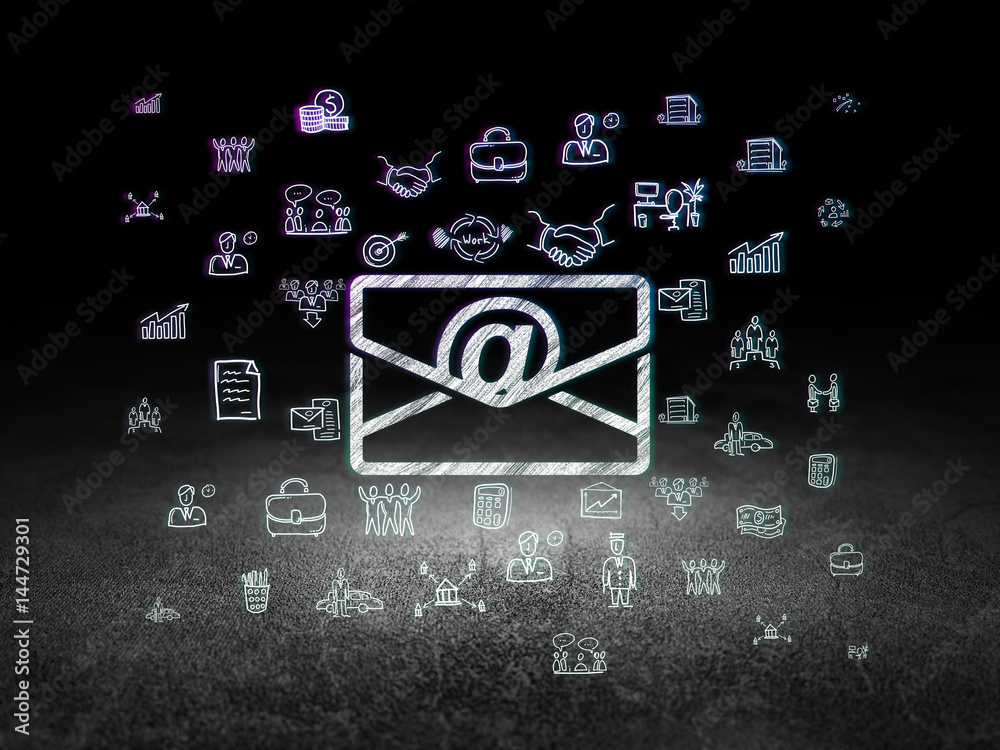 Finance concept: Email in grunge dark room Finance concept: Email in grunge dark room
