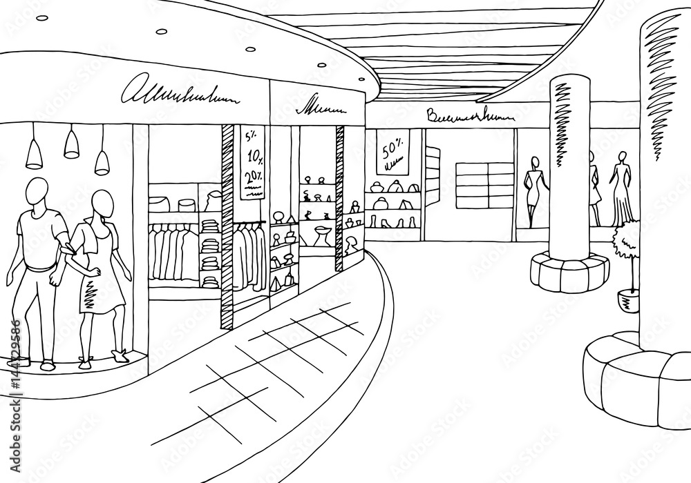 shopping mall illustration