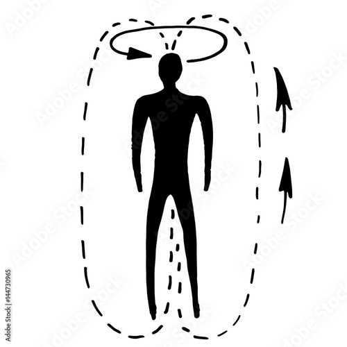 Aura and chakras on white background silhouette simplified vector illustration