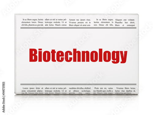 Science concept: newspaper headline Biotechnology