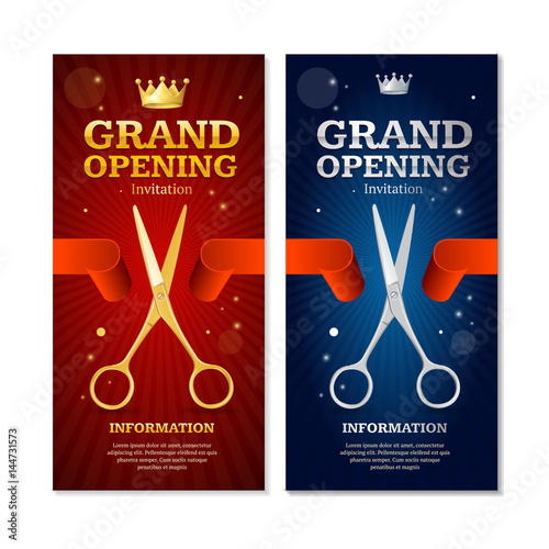Grand Opening Banners Invitation Set. Vector