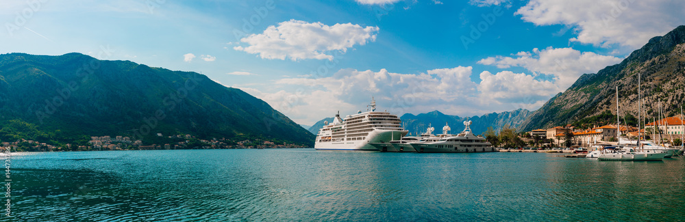 Cruise liner in the Boka Bay of Kotor in Montenegro.