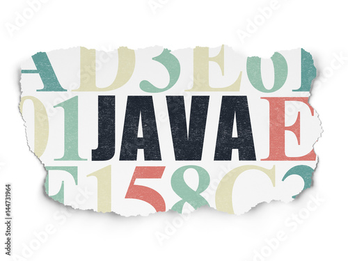 Database concept: Java on Torn Paper background