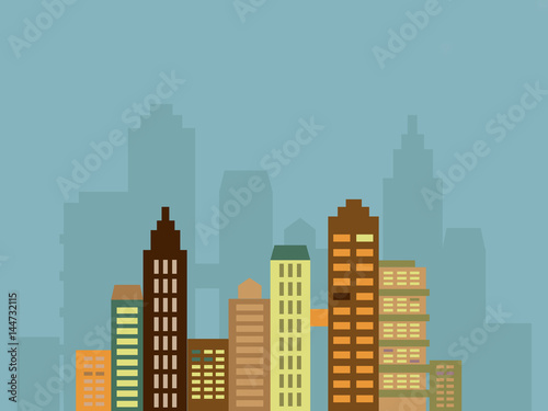 Megapolis cityscape with buildings  skyscrapers in brown colors