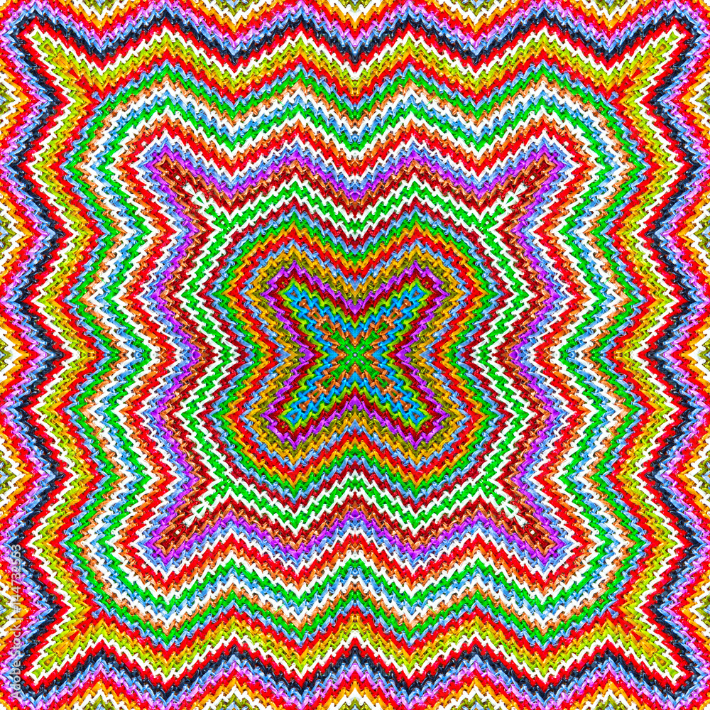 Seamless needlecraft ornamental bright pattern. Collage with mirror reflections. Seamless kaleidoscope montage for cushion, pillow, tablecloth