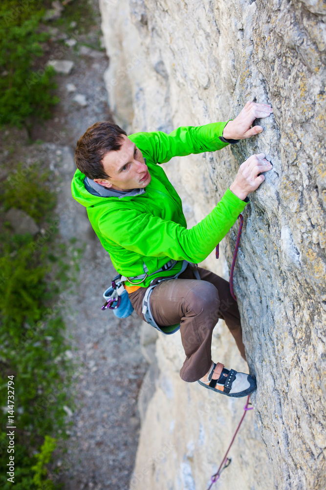 climber climbs the rock..