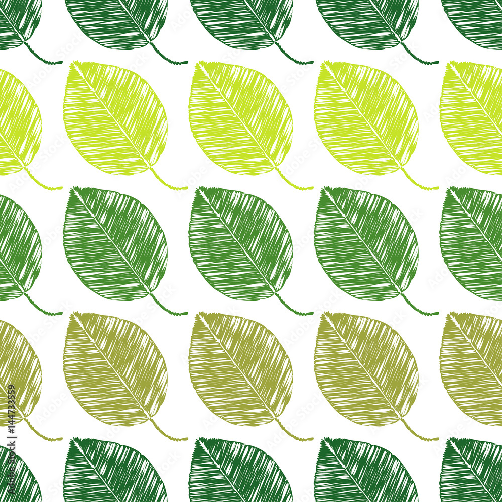 Fototapeta premium Seamless vector background with decorative leaves. 