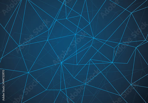 Abstract Polygonal Space Blue Background with Connecting Dots and Lines  Network