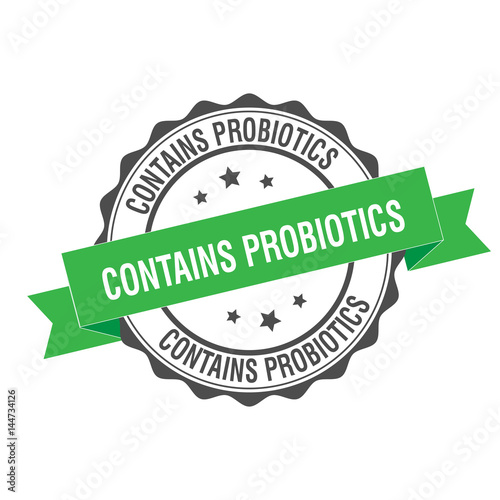 Contains probiotics stamp illustration