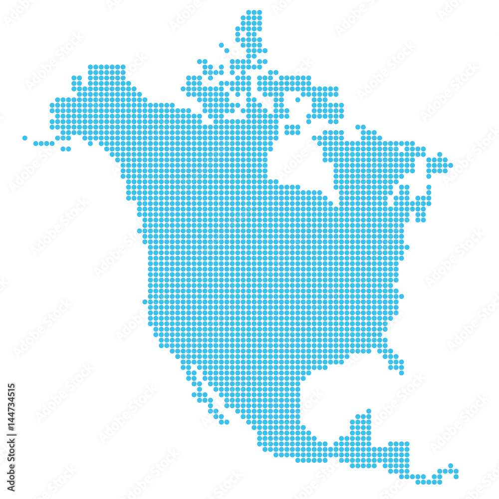 North America map made of dots