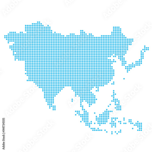 Asia map made of dots