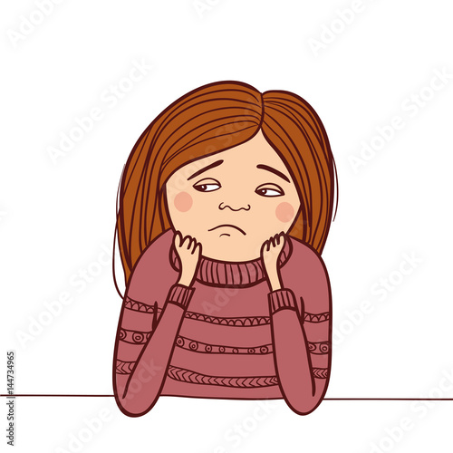 sad girl isolated illustration