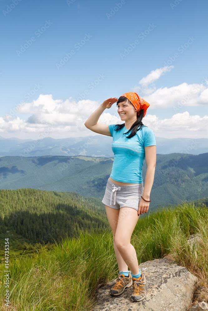 happy woman tourist