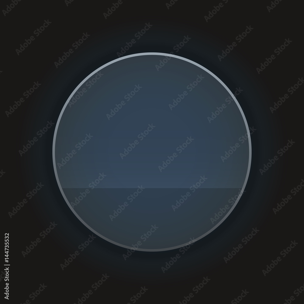 Beautiful glass round button, banner on a dark background. Vector Beautiful glass round button, banner on a dark background. Vector