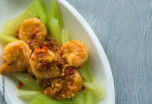 Chinese food stir-fried shrimp with Sichuan sauce, Shrimp in chili sauce