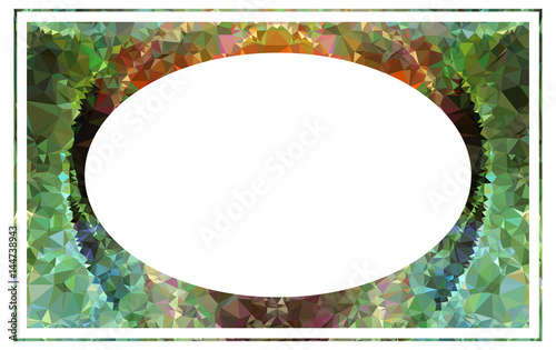 Beautiful oval frame with abstract mosaic pattern. vector clip art.