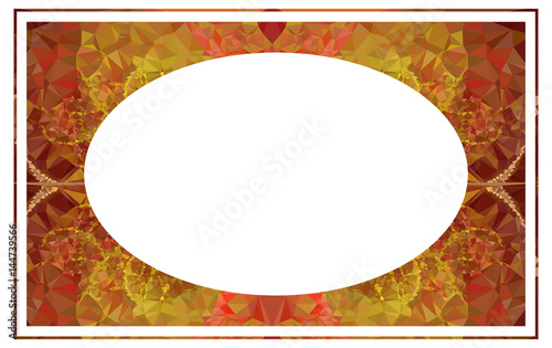Beautiful oval frame with abstract mosaic pattern. vector clip art.