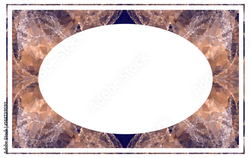 Beautiful oval frame with abstract mosaic pattern. vector clip art.