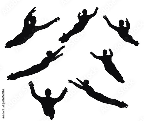 businessman silhouette in super power pose