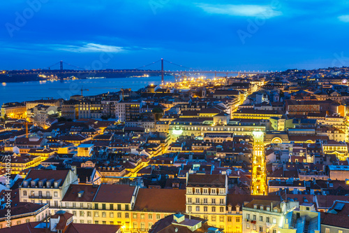 City view from old district Lisbon by night 