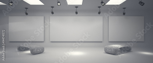 Clean gallery with spotlights