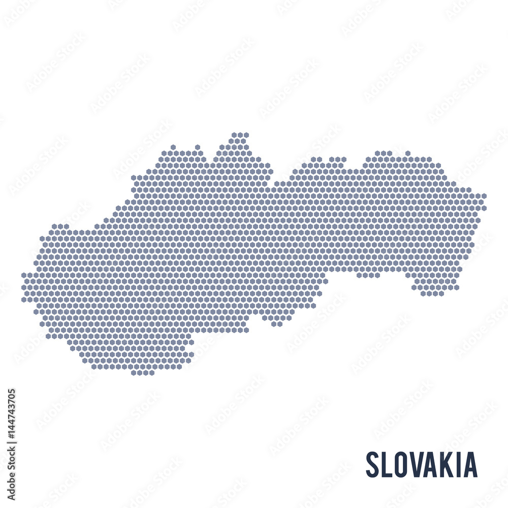 Vector hexagon map of Slovakia isolated on white background