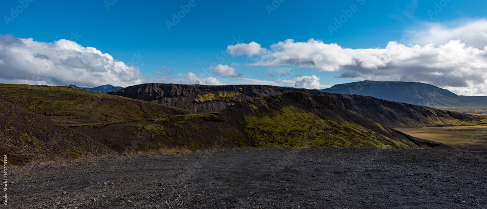 A view of a mountain side in Þingvellir national park east of Reykjavik.