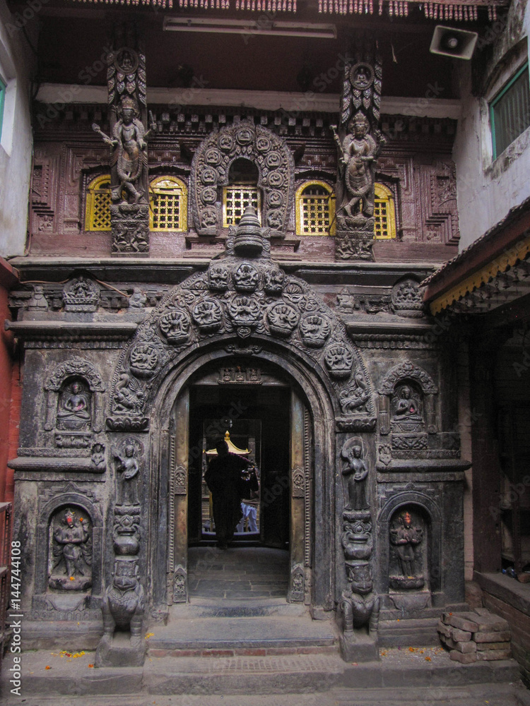 Carved gate to the golden temple in Patan Kathmandu